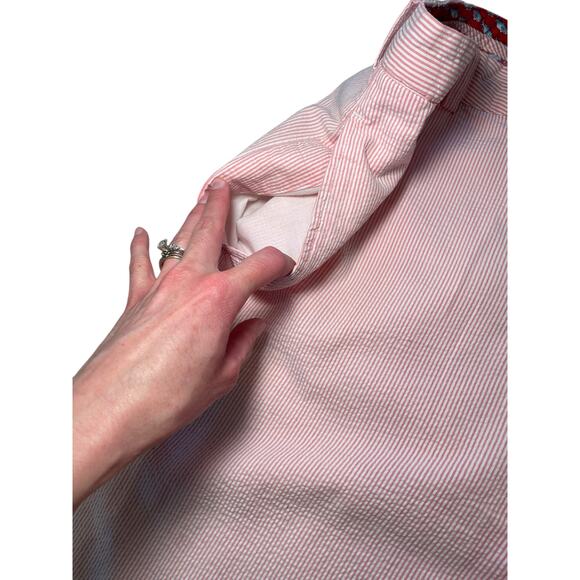 Vineyard Vines Men 38 Club Shorts Red & White Seersucker Stripe Preppy Nautical - Picture 6 of 14